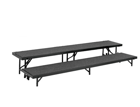 Multi-Level Tapered Portable Stage Riser With Carpeted Surface By