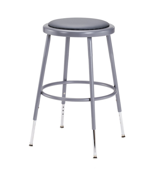 24"High Stool Grey Adjustable Round Science Lab Stools With Padded Seat and Optional Backrest.