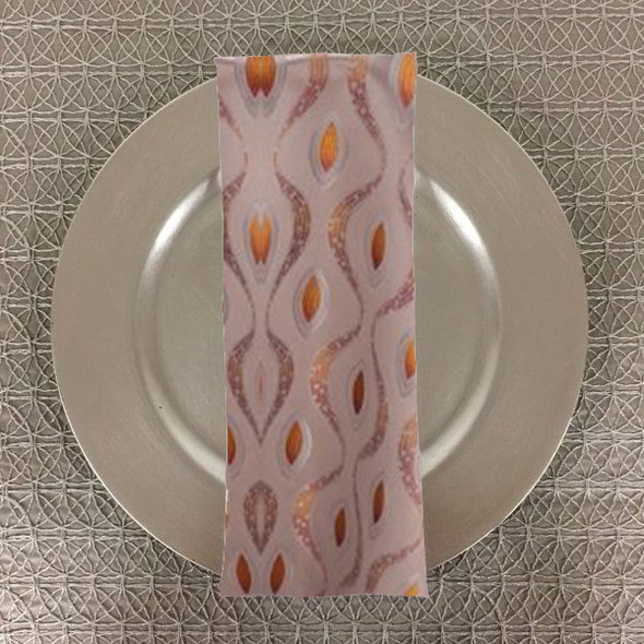 Dozen (12-pack) Eclectic Art Deco Jacquard Table Napkins-Tangerine Grey
