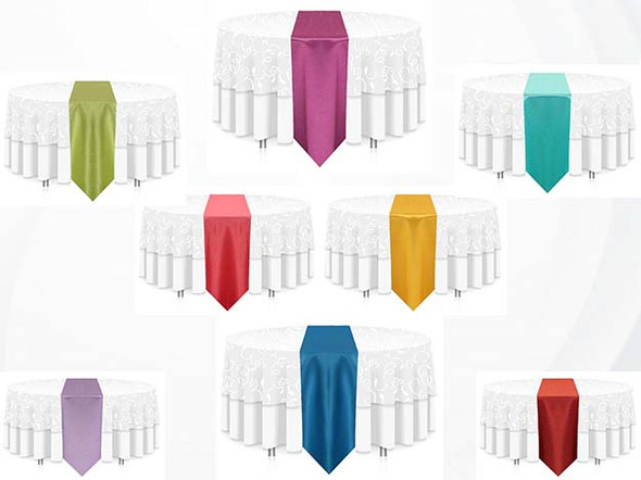 12"W Faux Dupioni Polyester Based Table Runner Linen