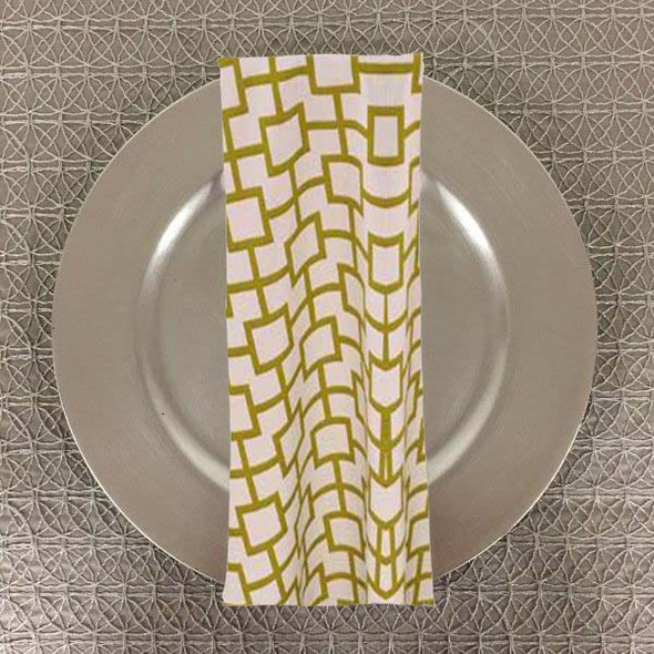 Dozen (12-pack) Liberty Square Geometric Print Polyester Table Napkins-Avocado