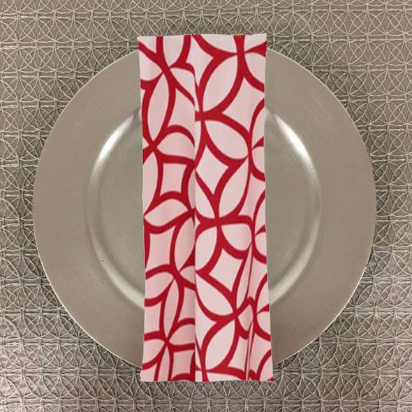 Dozen (12-pack) Retro Cirque Geometric Print Polyester Table Napkins-Red