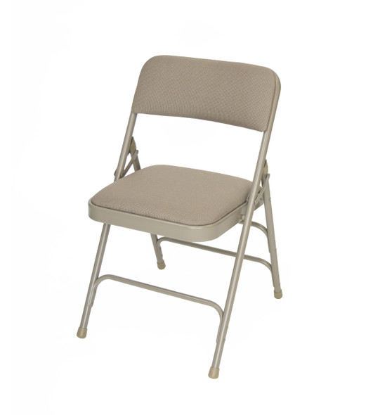 Classic Series Fabric Padded Folding Chair - Quad Hinged - Triple Cross Braced-Beige