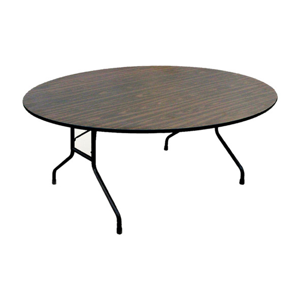 Correll Round Melamine Laminate Top Folding Table-Walnut