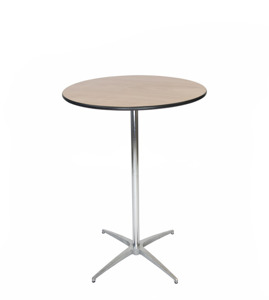 Classic Series 30" Round Plywood Cocktail Table, Vinyl Edging, 30"H & 42"H Poles Included