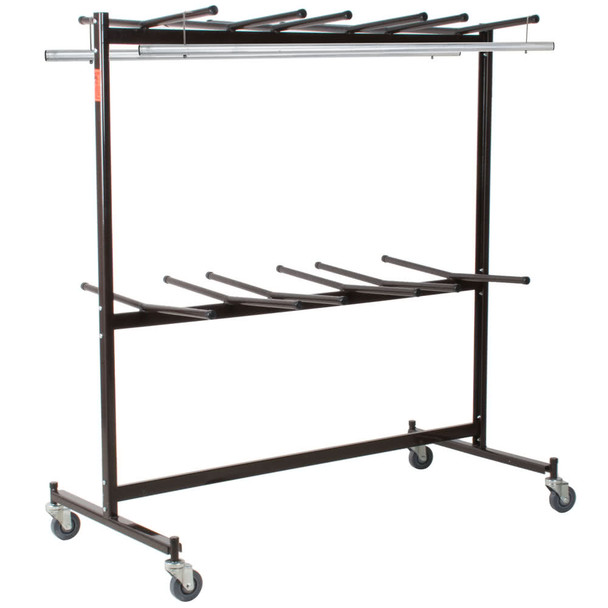 Hanging Storage and Transport Folding Chair Cart with Checkerette Bars and Coat Rack Conversion