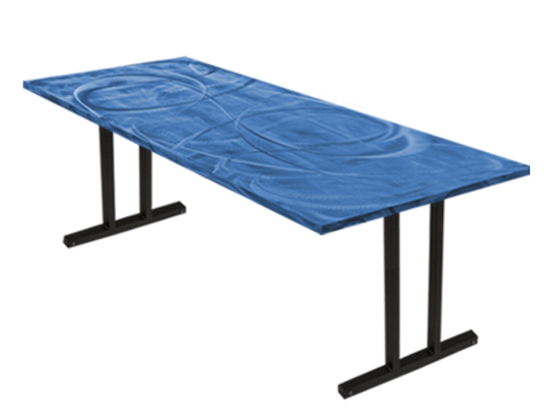 Swirl Seminar Aluminum Folding Table-Bahama Blue