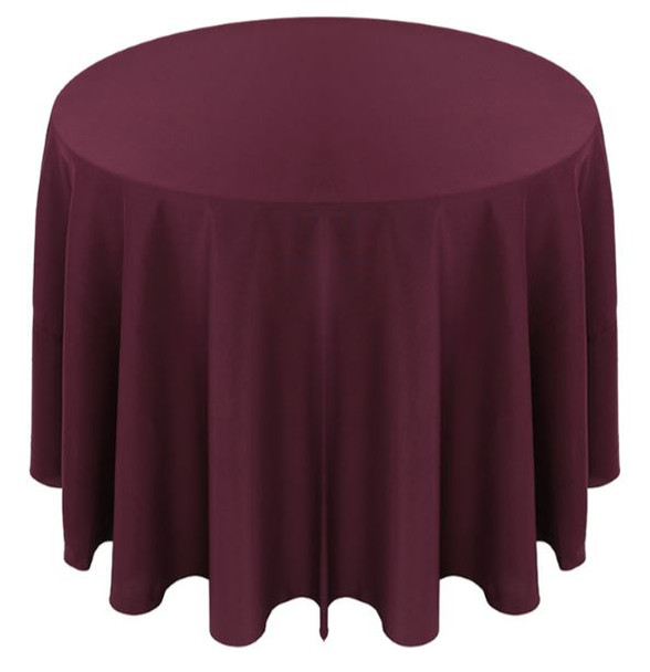 Solid Polyester Tablecloth Linen-Aubergine