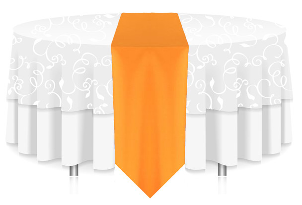 Solid Polyester Table Runner Linen-Neon Tangerine