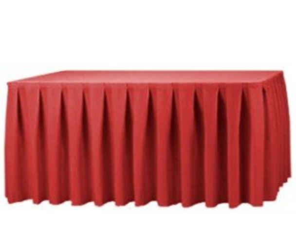 30"H Solid Polyester Box Pleat Table Skirting (By the Foot) Includes Velcro Clips