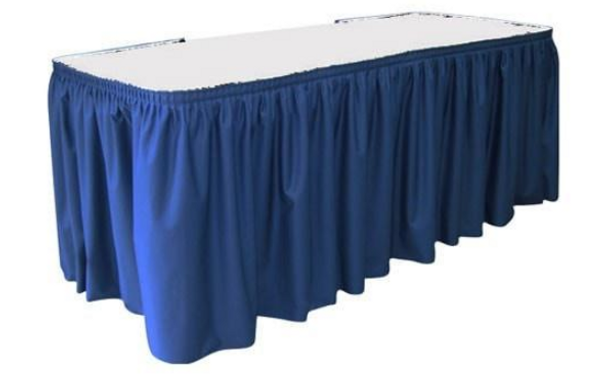 30" H Solid Polyester Shirred Table Skirting (By the Foot) Includes Velcro Clips