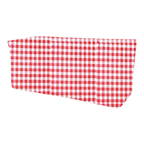 Checkered Print Spun Polyester Fitted Table Box Linen-Red