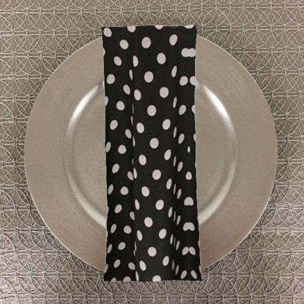 Dots Print Polyester Table Napkins-Black with White Dots