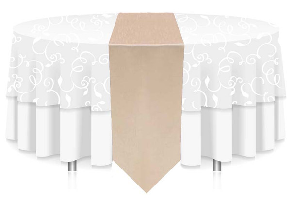 12"W Faux Dupioni Polyester Based Table Runner Linen-Ivory