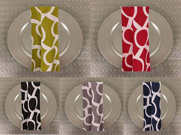 Dozen (12-pack) Liberty Key Geometric Print Polyester Table Napkins