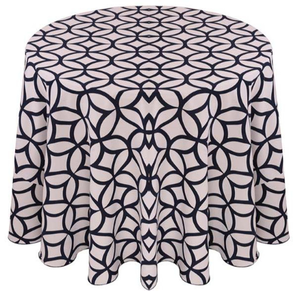 Retro Cirque Geometric Print Polyester Tablecloth Linen-Navy