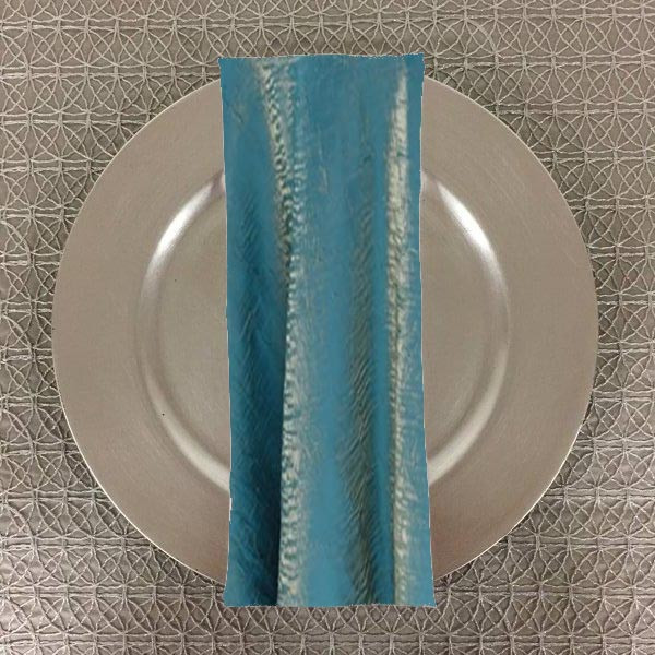 Dozen (12-pack) Shimmer Crush Fabric Table Napkins-Turquoise Gold
