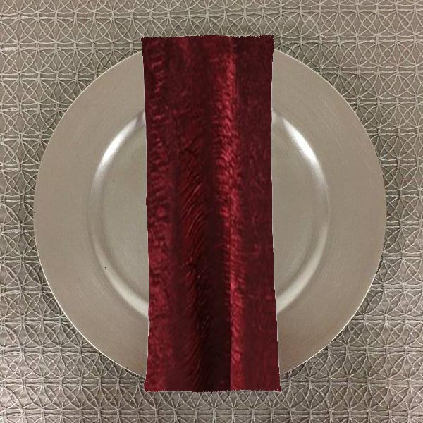 Dozen (12-pack) Shimmer Crush Fabric Table Napkins-Burgundy Black