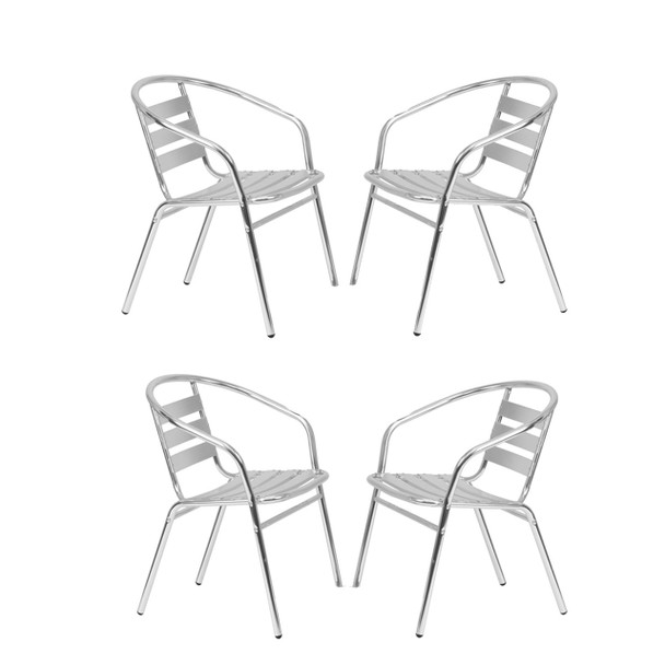 Aluminum Indoor/Outdoor Table Set with Slat Chairs-4 Chairs