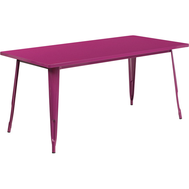 Indoor/Outdoor Cafe Metal 31.5" x 63" Rectangle Table-Purple