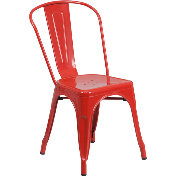 Indoor/Outdoor Metal Tolix Stacking Chairs-Red