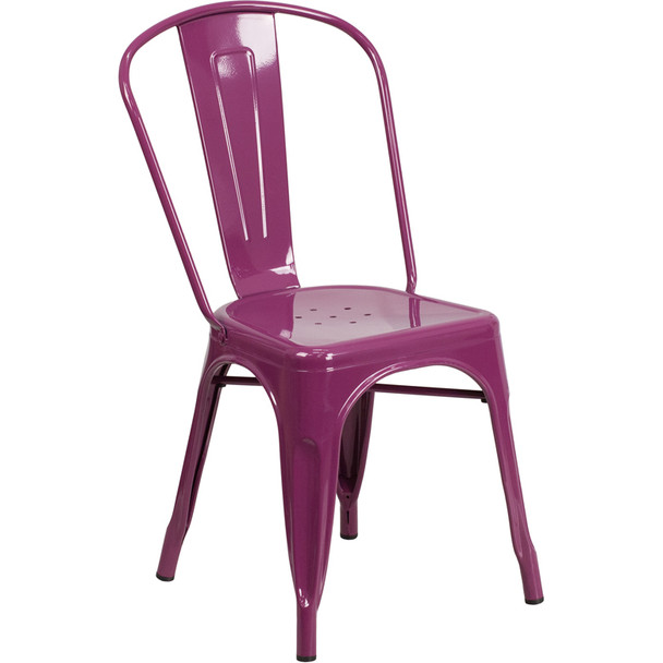 Indoor/Outdoor Metal Tolix Stacking Chairs-Purple