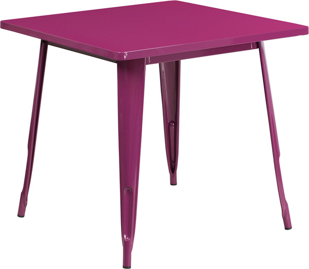 Indoor/Outdoor Cafe Metal 31.5"Square Cafe Table-Purple