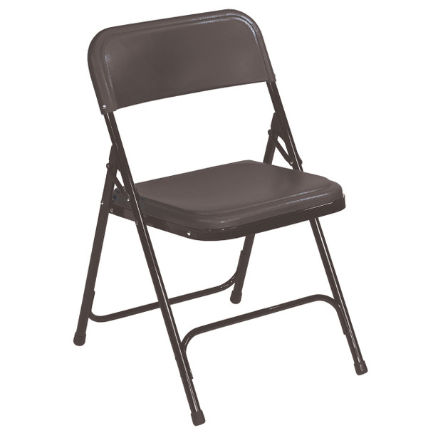 Body Builder Premium Lightweight Plastic Folding Chair By National Public Seating, 800 Series-Brown