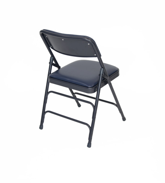 Classic Series Vinyl Padded Folding Chair - Quad Hinged - Triple Cross Braced - 300lb Capacity-Navy