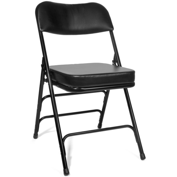 XL Series 2" Thick Vinyl Padded Folding Chair - Quad Hinged - Triple Cross Braced-Black