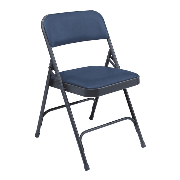 Body Builder Vinyl Padded Folding Chair By National Public Seating, 1200 Series -Blue