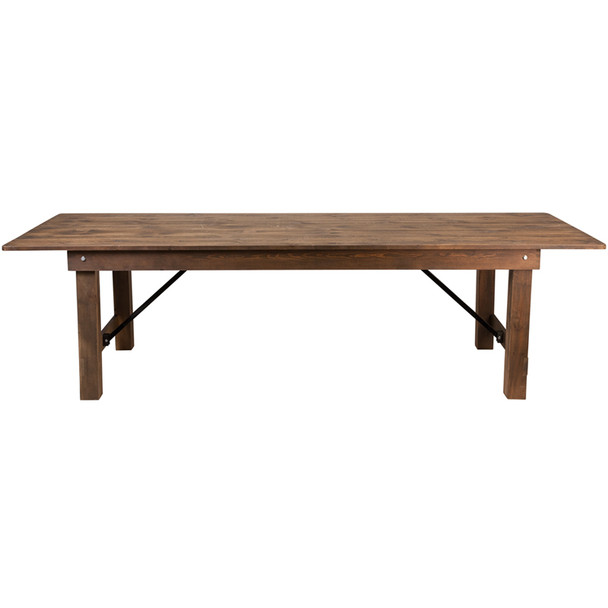 40" Wide Hercules Antique Rustic Solid Pine Folding Farm Tables-9 Foot Long