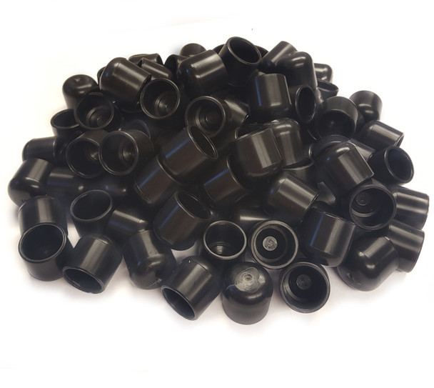 100 pk. USA Made Black Non-Marring Plastic Foot Cap Glides for Metal and Padded Folding Chairs, Fits 7/8" OD Tube