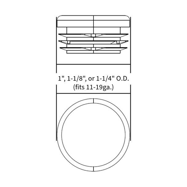 Designed to fit 1 inch, 1-1/8 inch, and 1-1/4 inch outside diameter tube, 11-19 gauge.