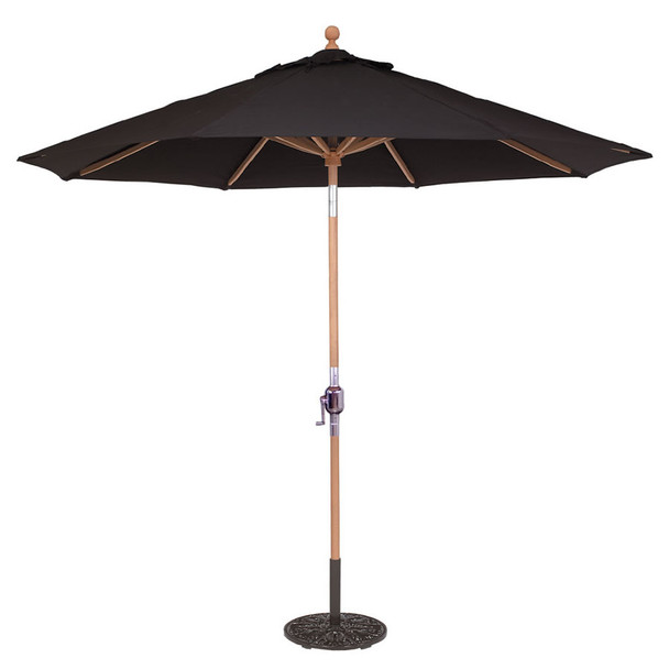 Galtech 9-ft. Teak Wood Umbrella With Rotational Tilt Crank Lift, Model 537 (GA537)