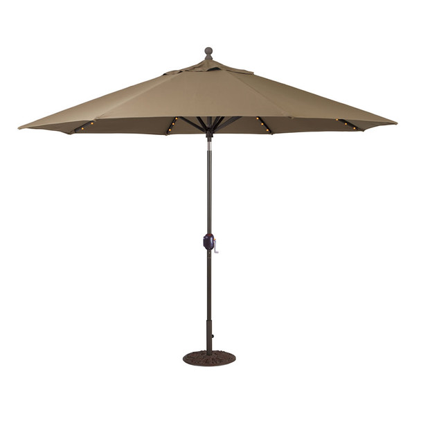 Galtech 11-ft. L.E.D.Aluminum Umbrella With Auto-tilt Crank Lift, Model 986 (GA986)