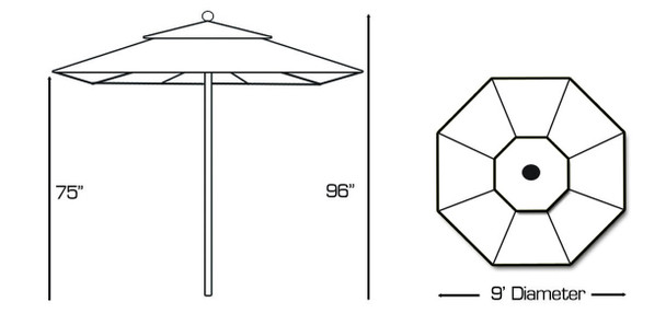 Galtech 9-ft. Aluminum Umbrella With Manual Lift, Model 732 (GA732)