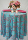 Chopin Damask Tablecloth Linen-Turquoise Pink