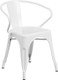 Indoor/Outdoor Cafe Metal 7 Piece set- 31.5" x 63" Rectangle Table with 6 Arm Chairs-White Chair