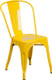 Indoor/Outdoor Cafe Metal 3 Piece set- 23.75" Square Table with 2 Stack Chairs-Yellow Chair