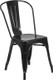 Indoor/Outdoor Cafe Metal 3 Piece set- 23.75" Square Table with 2 Stack Chairs-Black Chair