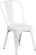 Indoor/Outdoor Cafe Metal 3 Piece set- 23.75" Square Table with 2 Stack Chairs-White Chair