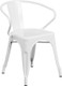 Indoor/Outdoor Cafe Metal 5 Piece set- 24" Round Table with 4 Arm Chairs-White