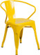 Indoor/Outdoor Cafe Metal 5 Piece set- 31.5"Square Table with 4 Arm Chairs -Yellow Chair