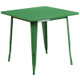 Indoor/Outdoor Cafe Metal 5 Piece set- 31.5"Square Table with 4 Arm Chairs -Green Table