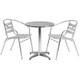 Aluminum Indoor/Outdoor Table Set with Slat Chairs-23.5"Round with 2 Chairs