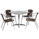 Aluminum Indoor/Outdoor Table Set with Rattan Chairs