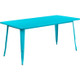 Indoor/Outdoor Cafe Metal 31.5" x 63" Rectangle Table-Teal Blue