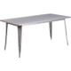 Indoor/Outdoor Cafe Metal 31.5" x 63" Rectangle Table-Silver