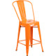 Indoor/Outdoor Metal Tolix High-Back Barstools-Orange